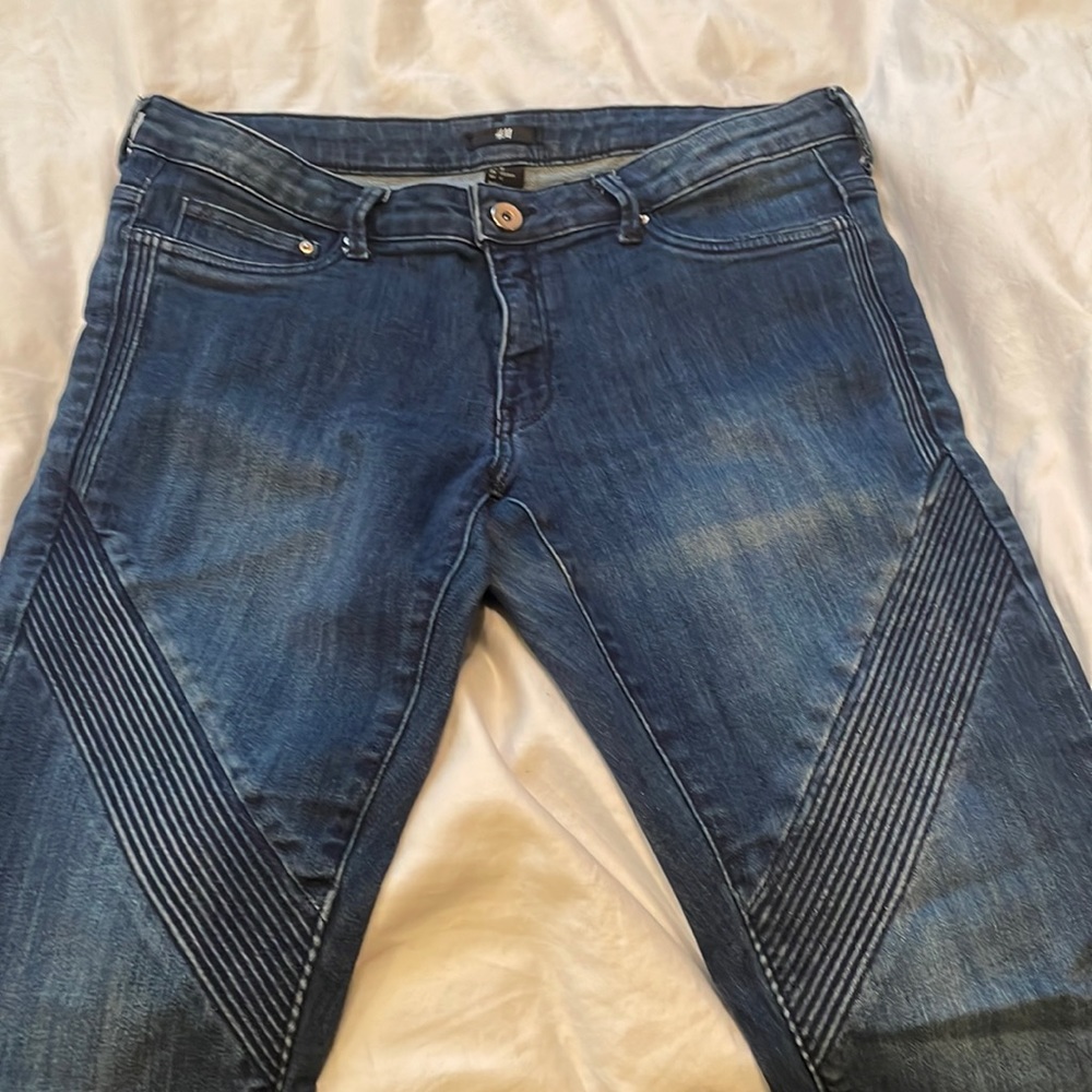 H&M Moto Skinny Blue Jeans